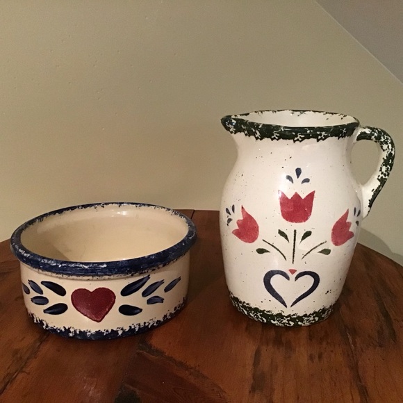 Other - Hand-Painted Pitcher and Bowl Set